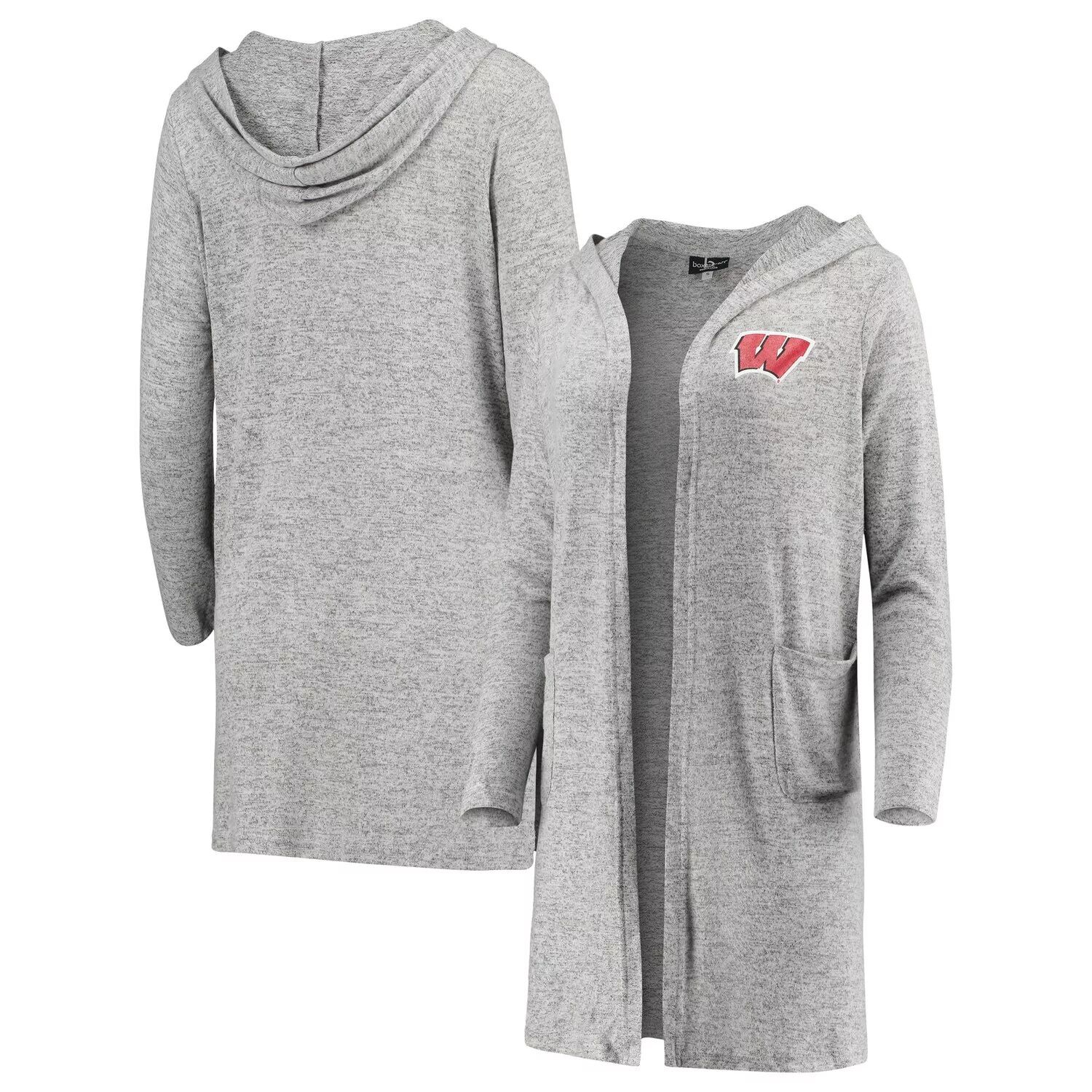 

Женский серый кардиган Wisconsin Badgers Cuddle Soft Duster Tri-Blend с капюшоном