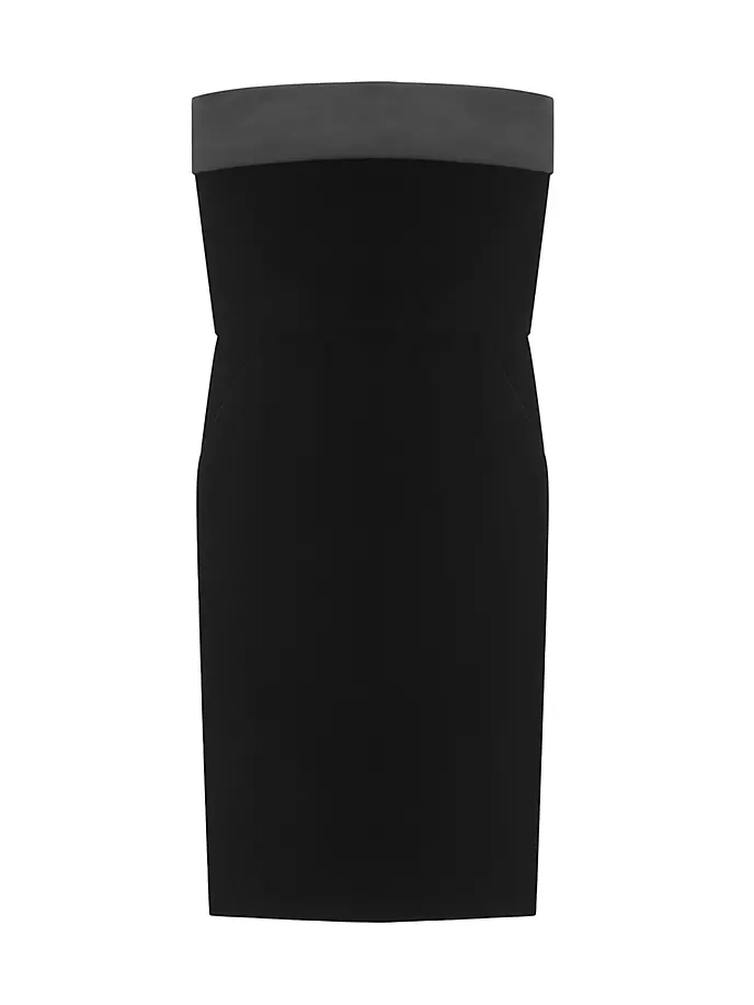 Бархатное платье-карандаш без бретелек Saint Laurent, черный цена и фото