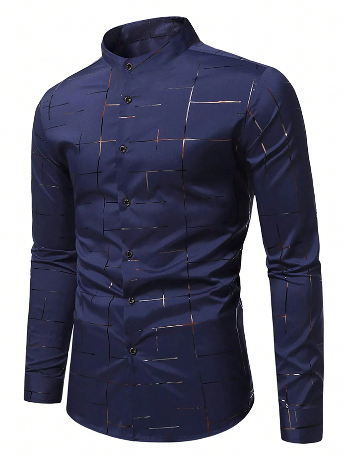 цена Мужская рубашка на пуговицах с длинными рукавами и принтом больших размеров Manfinity Homme с узором в виде линий, королевский синий