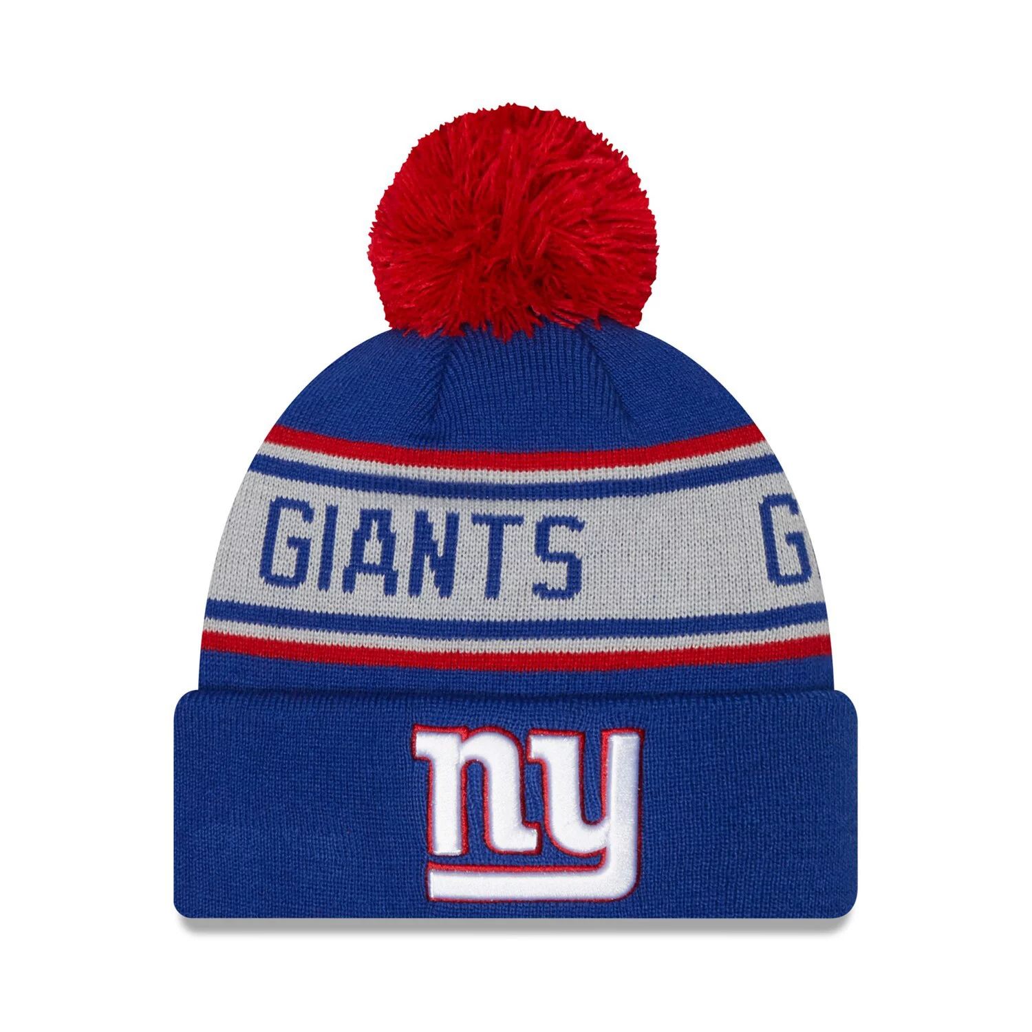 

Мужская вязаная шапка New Era Royal New York Giants с повторяющимися манжетами и помпоном