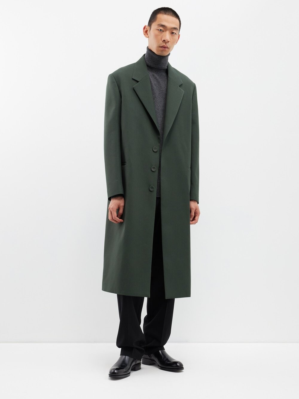 

Однобортное шерстяное пальто Lardini, зеленый