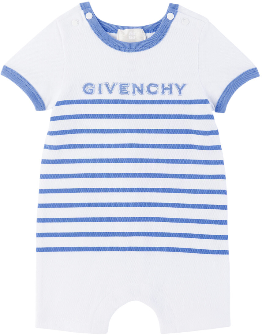 

Комплект боди и нагрудника белого цвета в полоску для малышей Givenchy