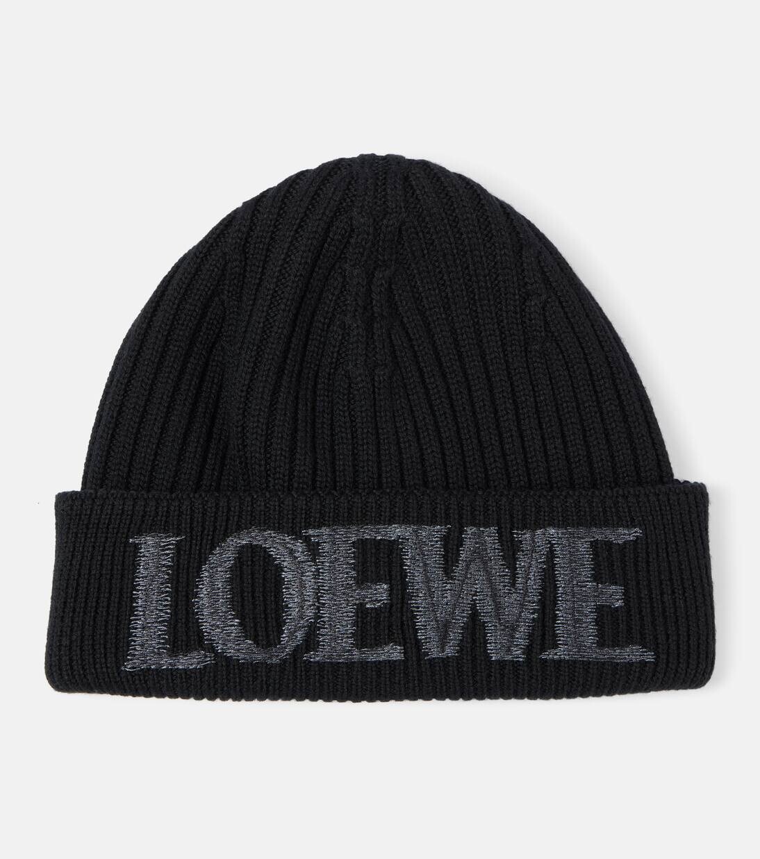 

Шерстяная шапка с логотипом Loewe, черный