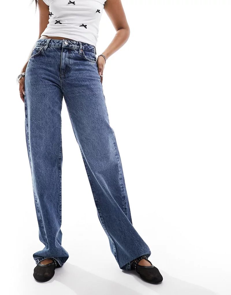 Широкие хлопковые джинсы со средней посадкой Superdry винтажного синего цвета Fulton