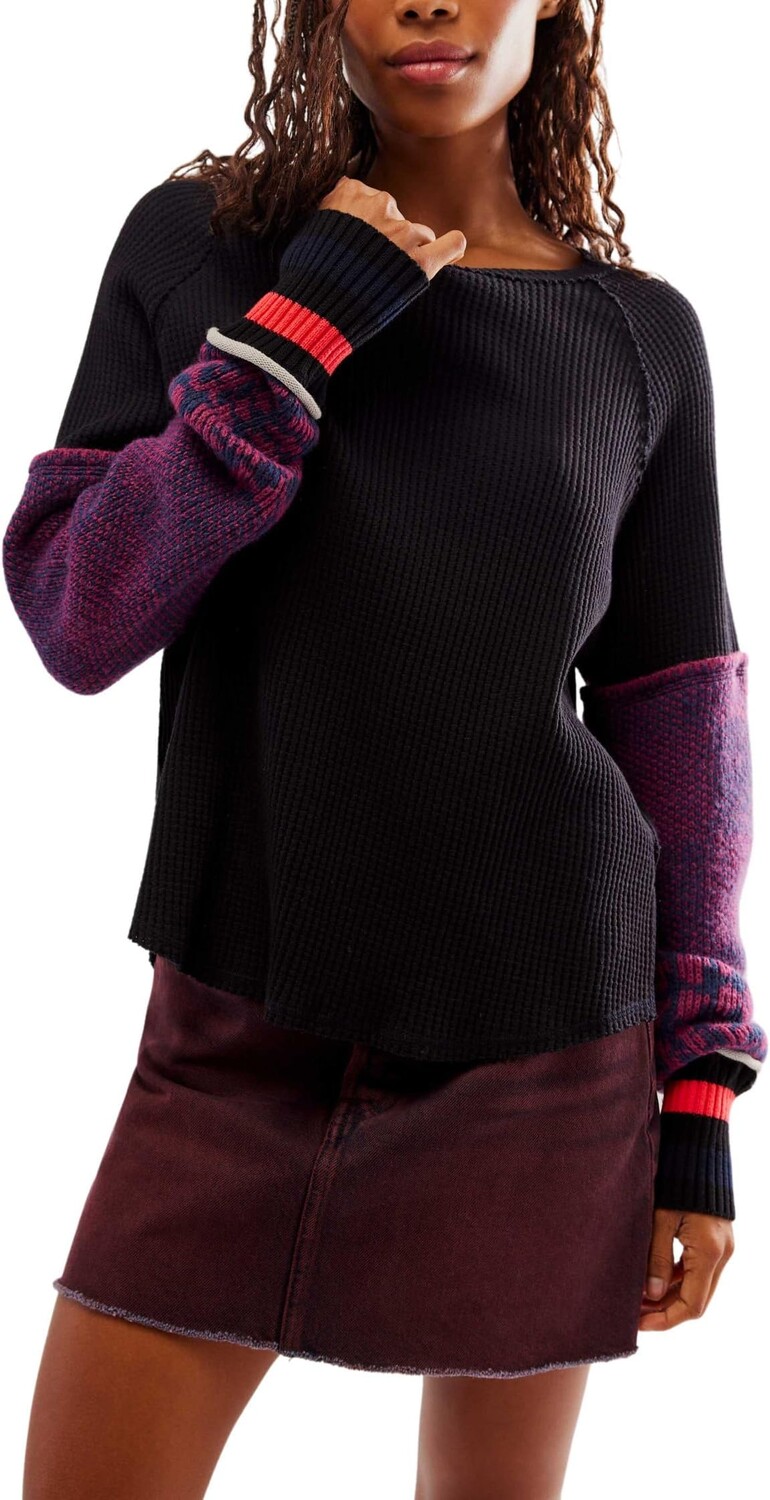 

Свитер Mod About You Cuff Raglan Free People, цвет Washed Black Combo