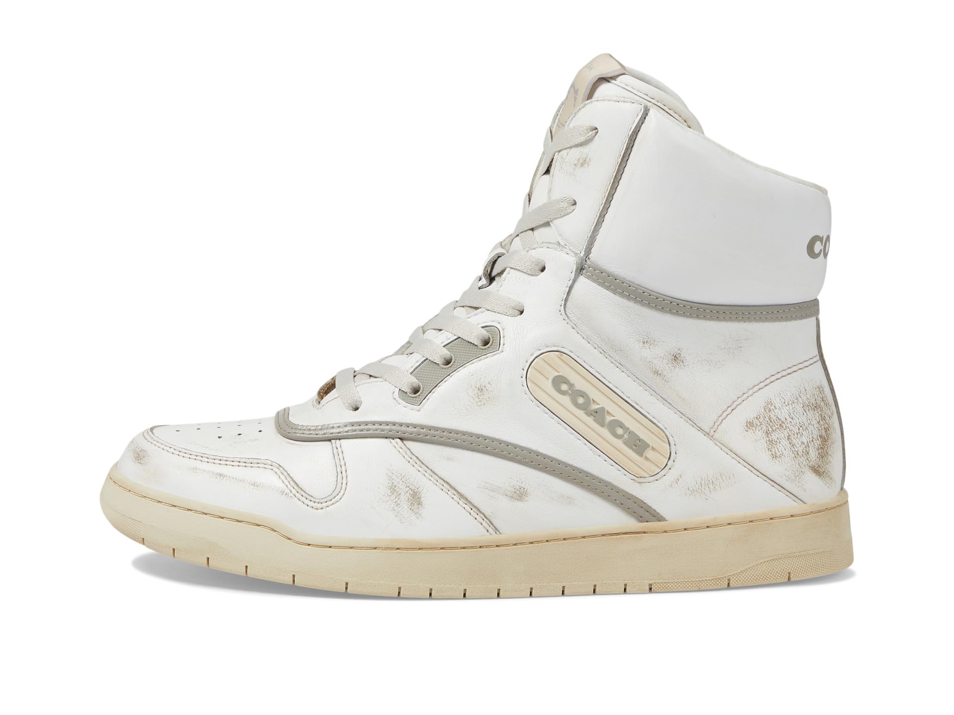 

Кроссовки COACH Distressed Leather High-Top Sneaker, белый