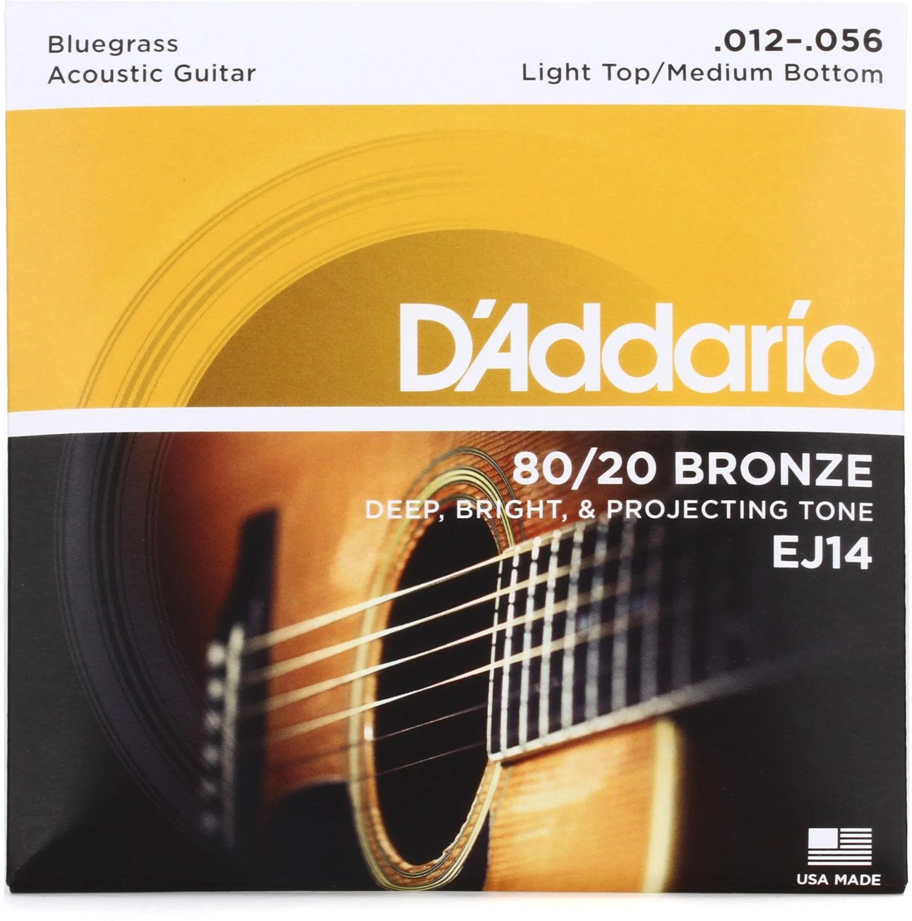 

Струны D'Addario EJ14 80/20 бронзовые для акустической гитары — .012-.056 светлый верх/средний низ