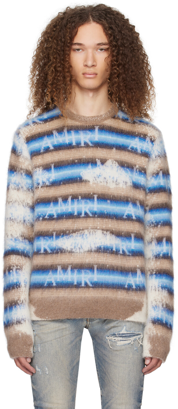 

Синий свитер в шахматную полоску Amiri