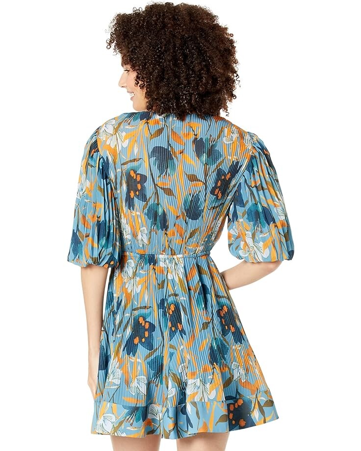 

Платье MILLY Elle Pleated Dress, синий мульти