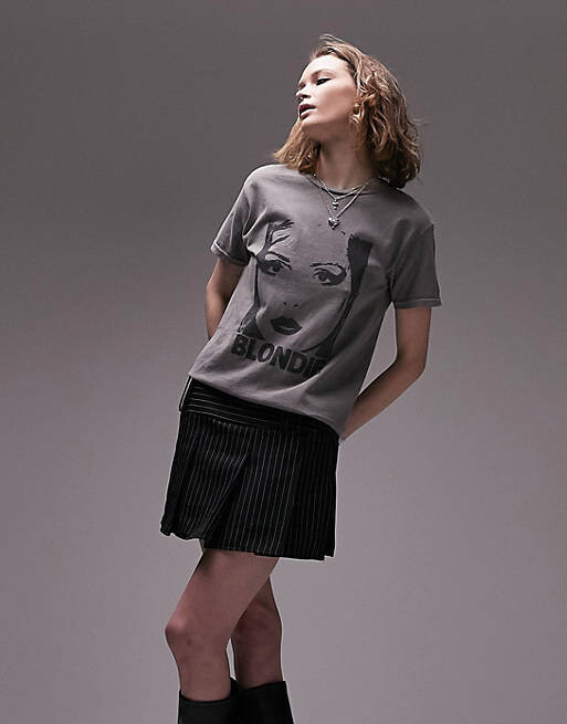 

Угольная футболка Blondie с лицензионным рисунком Topshop