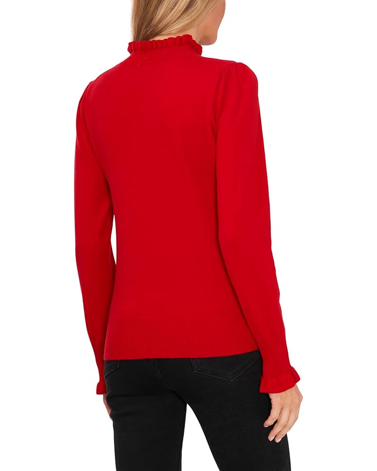 Свитер CeCe Mock Neck Ruffle Cuff Sweater, цвет Luminous Red