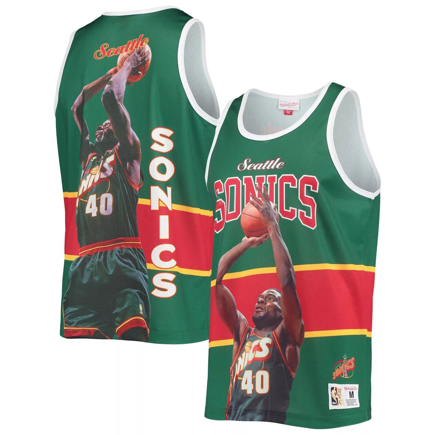 Мужская майка Mitchell & Ness Green Seattle Supersonics Hardwood Classics Player