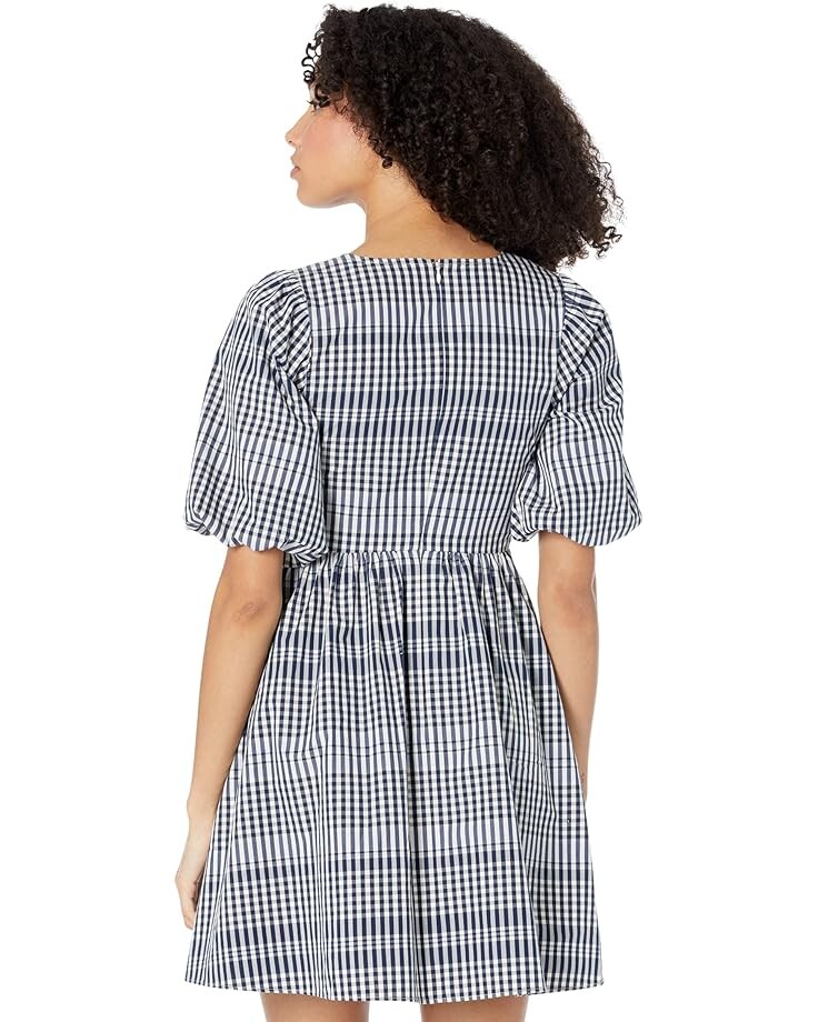 

Платье Madewell Poplin V-Neck Bubble-Sleeve Mini Dress in Plaid, цвет Craft Blue