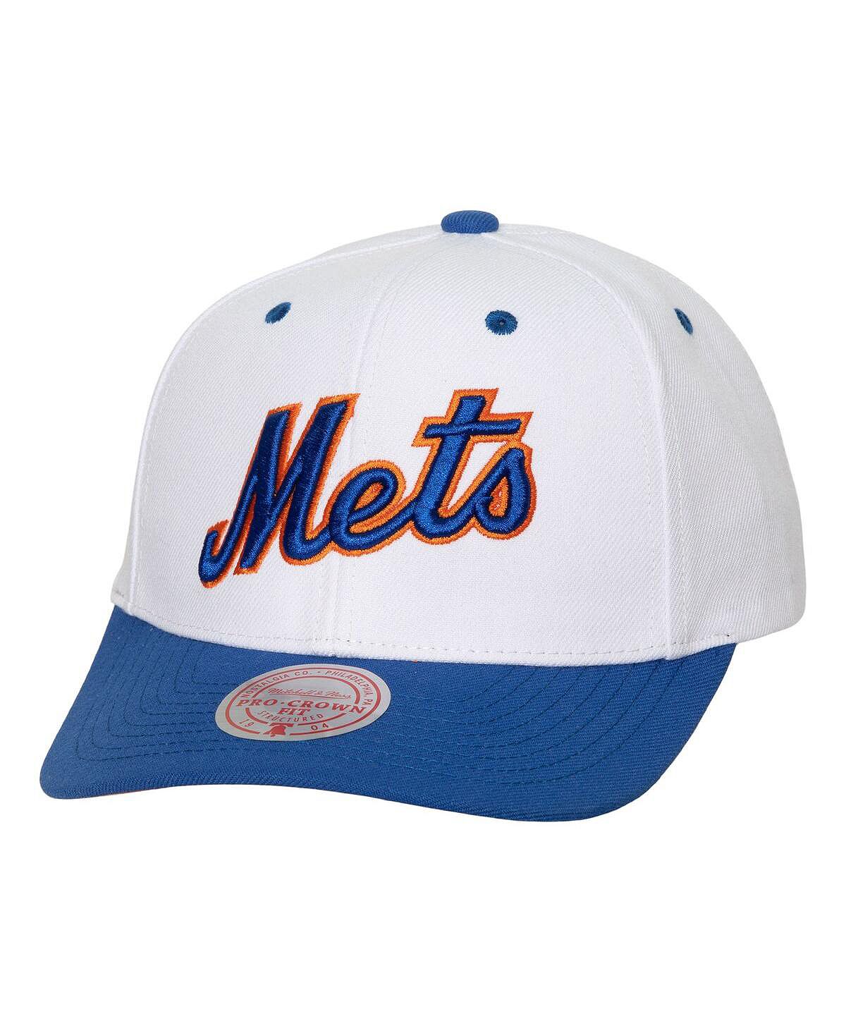 Мужская белая кепка New York Mets Cooperstown Collection Pro Crown Snapback Mitchell & Ness мужская белая атласная университетская куртка с длинными кнопками new york mets city collection mitchell