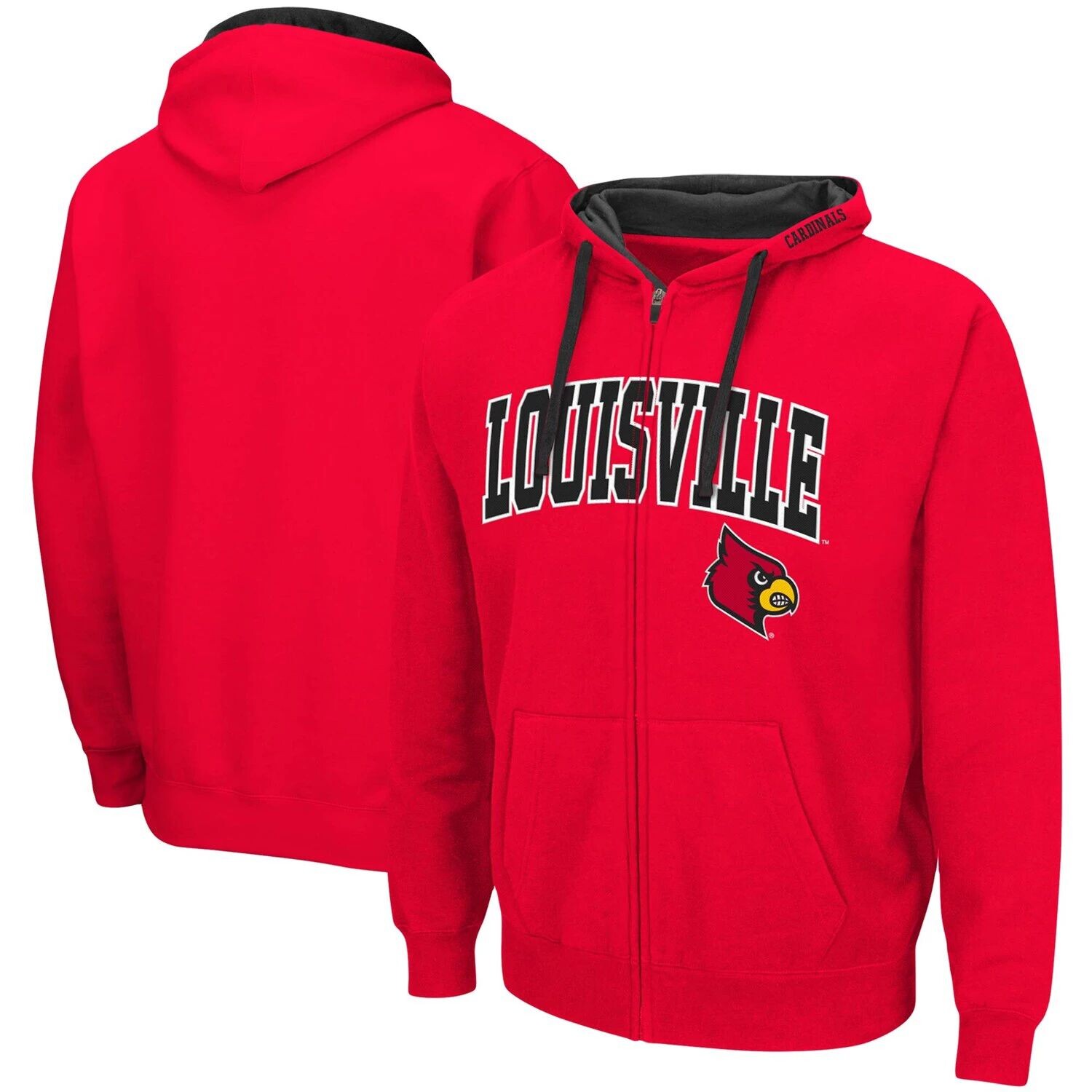 

Мужская красная толстовка с молнией во всю длину Louisville Cardinals Big & Tall Colosseum