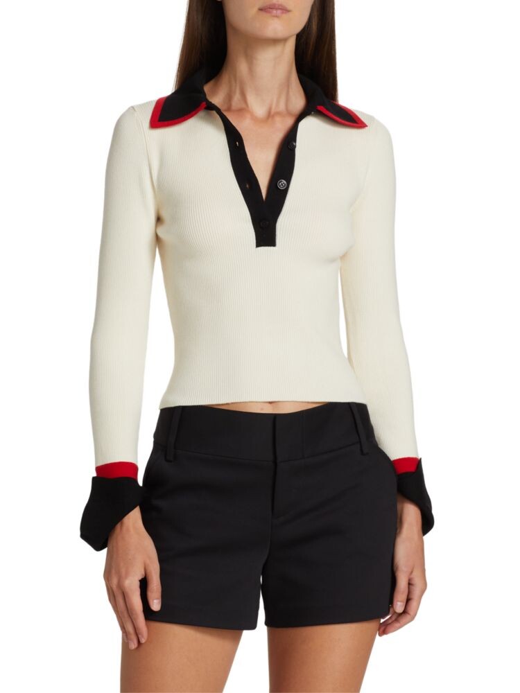 

Поло из смесовой шерсти вязки в рубчик Pia Alice + Olivia, цвет Soft White