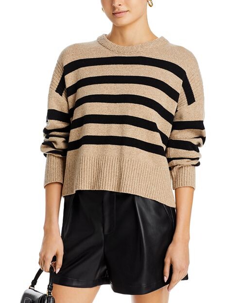 

Свитер с круглым вырезом в полоску Farah Derek Lam 10 Crosby, цвет Tan/Beige