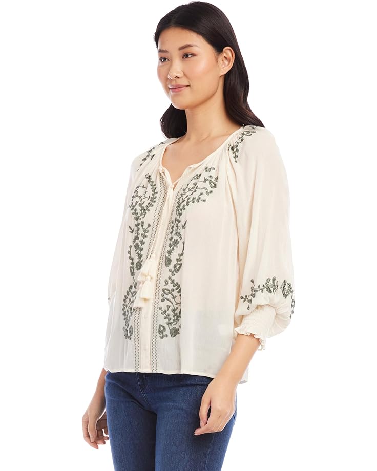 Топ Karen Kane Embroidered Peasant Top, кремовый топ karen kane peasant цвет print 1