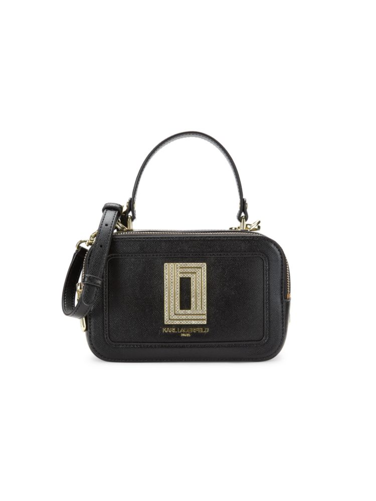 Кожаная сумка Simone с отделкой из искусственного меха Karl Lagerfeld Paris, черный