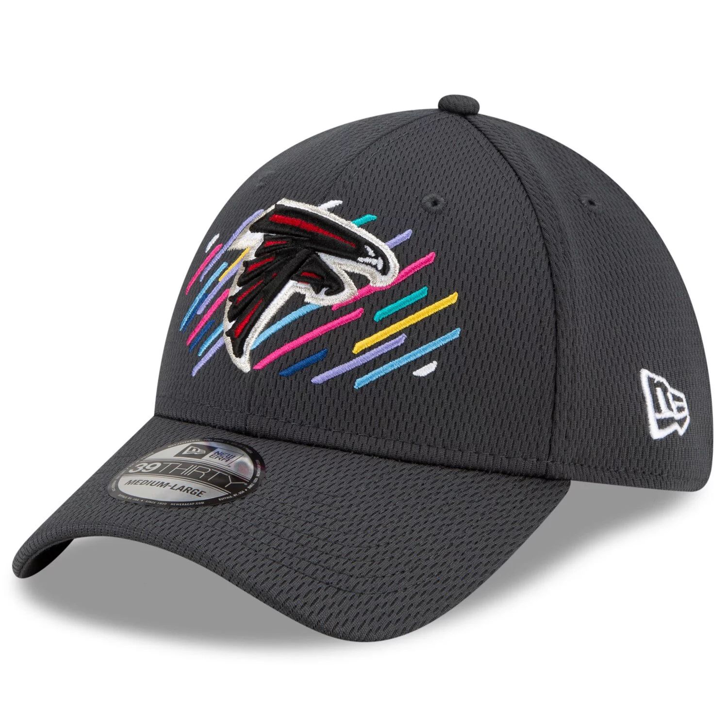 

Мужская кепка New Era Charcoal Atlanta Falcons 2021 NFL Crucial Catch 39THIRTY Flex Hat