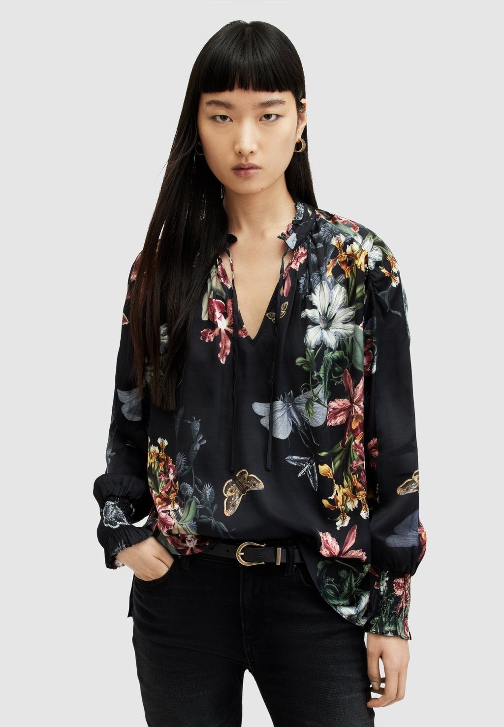 

Блузка MARA SANIBEL AllSaints, цвет black