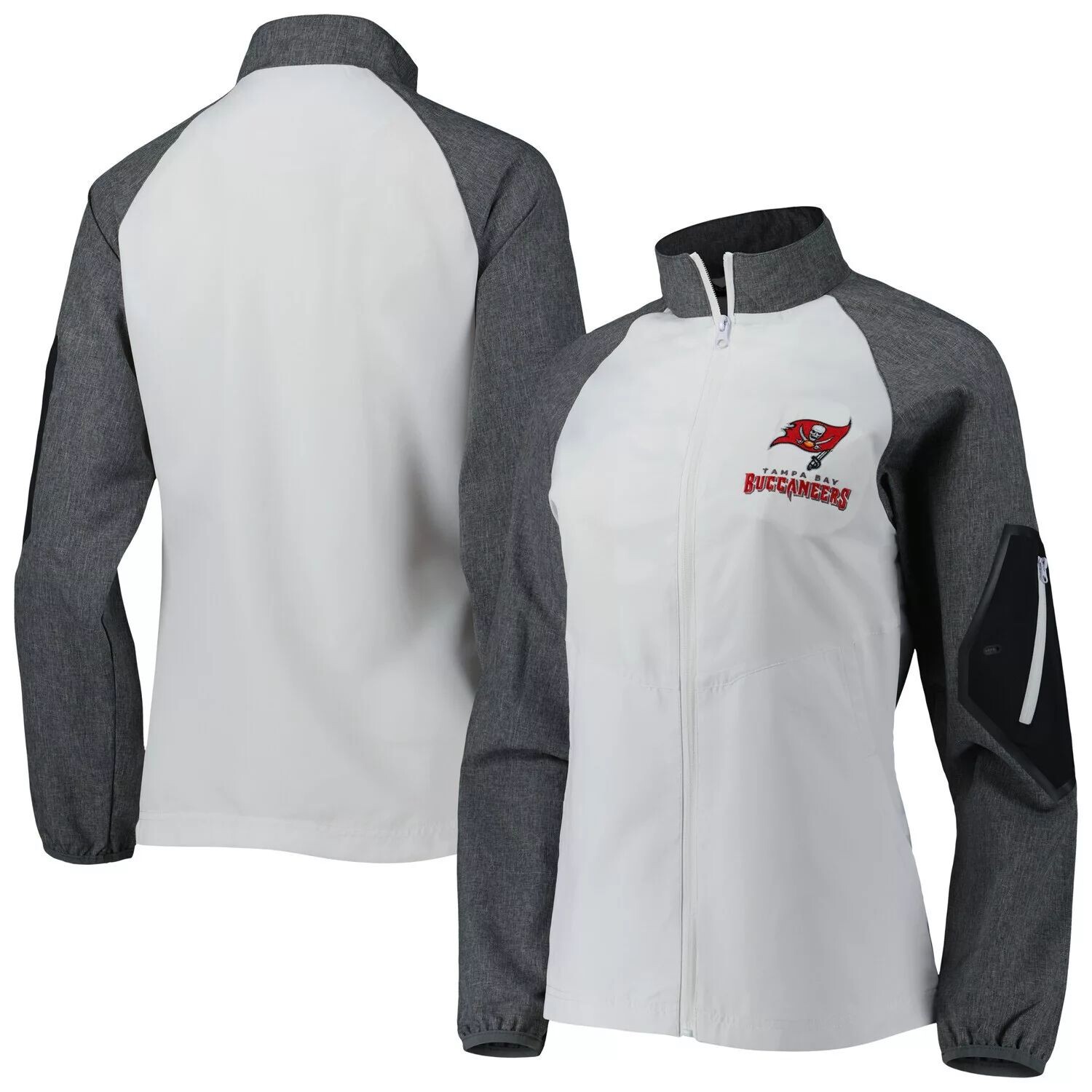 

Женская ветровка с молнией во всю длину Dunbrooke Tampa Bay Buccaneers Hurricane Raglan белого/серого цвета, Белый