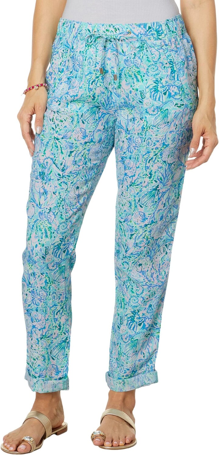

Льняные брюки Тарон Lilly Pulitzer, цвет Surf Blue Soleil It On Me