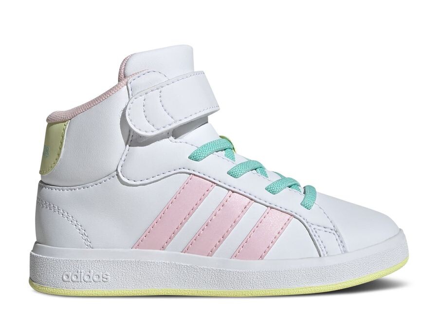 

Кроссовки adidas Grand Court Mid K, цвет White Clear Pink Yellow