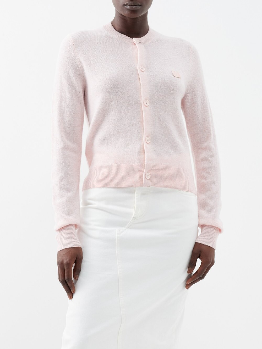 

Шерстяной кардиган keva с нашивкой на лице Acne Studios, розовый
