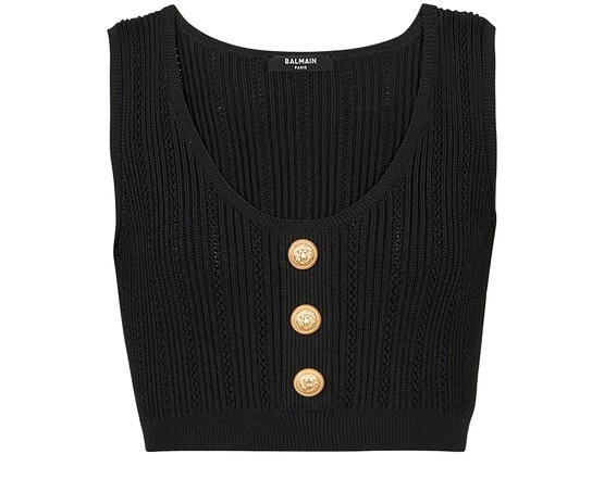 

Вяжем укороченный топ Balmain, темно-серый