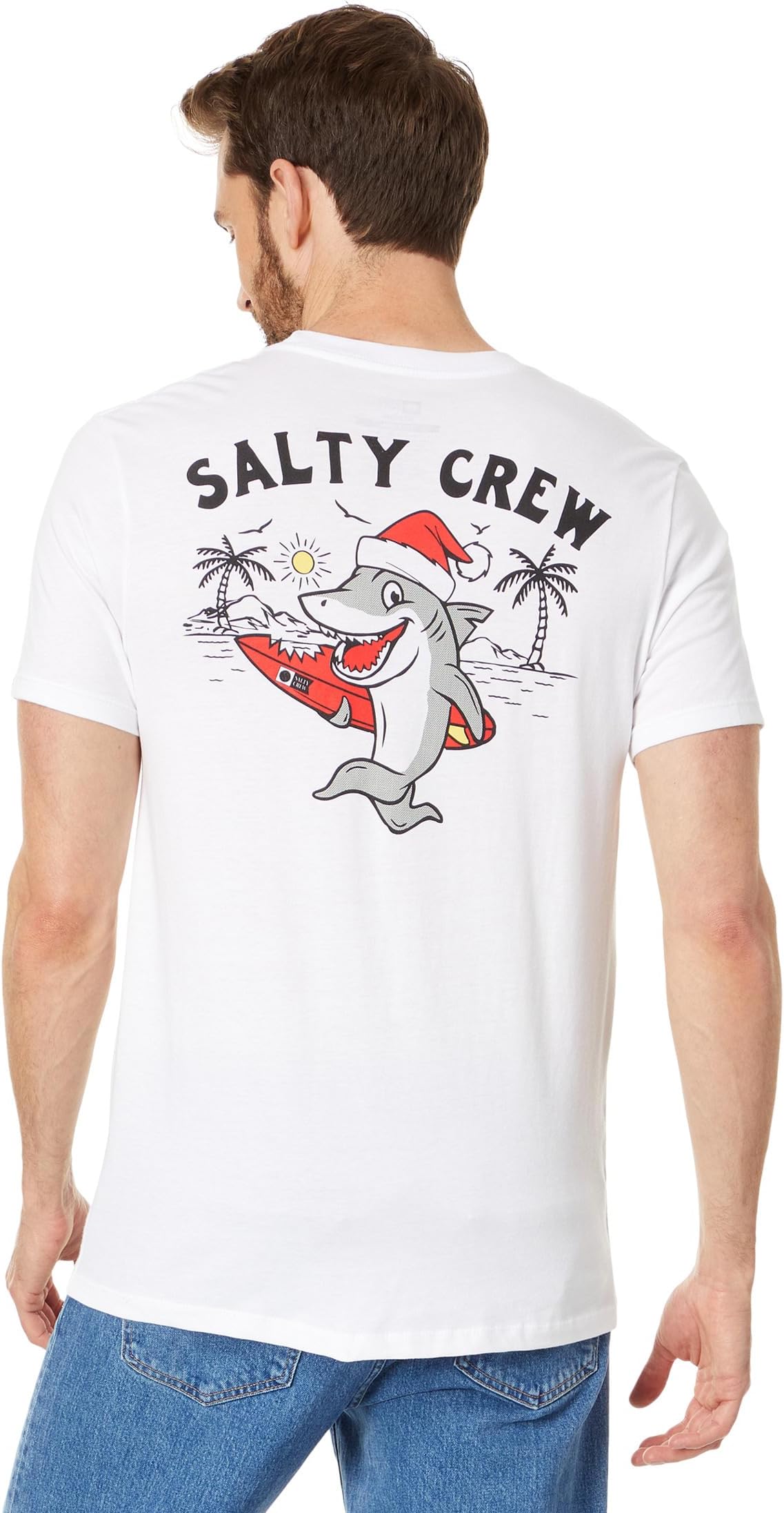 футболка размера плюс с короткими рукавами don t be salty белый Футболка с короткими рукавами Santa Shark Salty Crew, белый