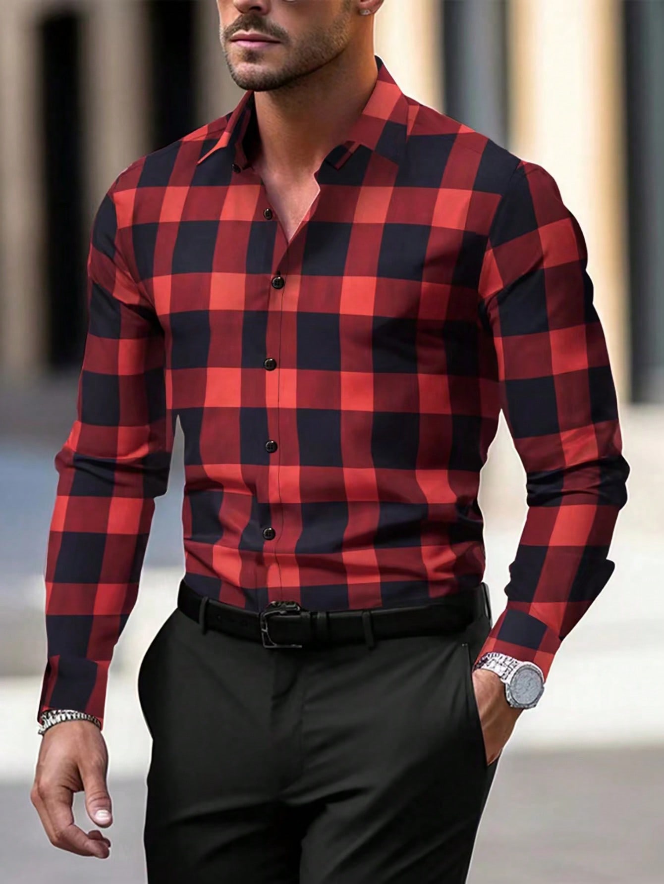 Мужская рубашка в клетку с длинным рукавом Manfinity Homme, многоцветный мужская рубашка рубашка в клетку с длинным рукавом стандартного кроя southblue
