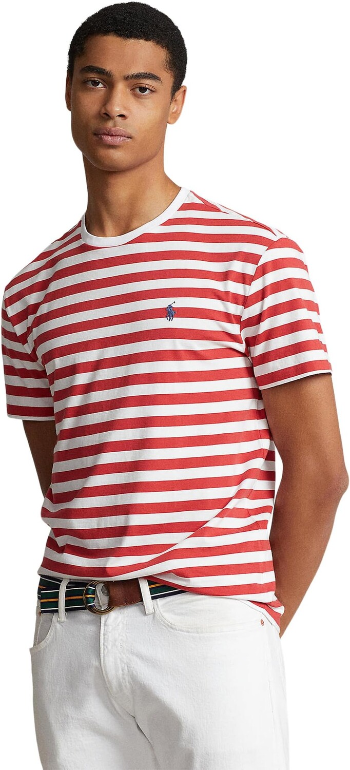 

Рубашка-поло Classic Fit Striped Jersey Short Sleeve T-Shirt Polo Ralph Lauren, цвет Post Red/White