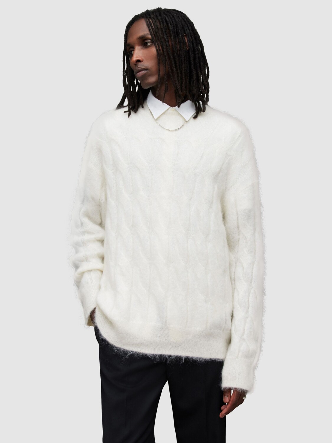 

Джемпер косой вязки Kosmic из смесовой шерсти AllSaints, экрю