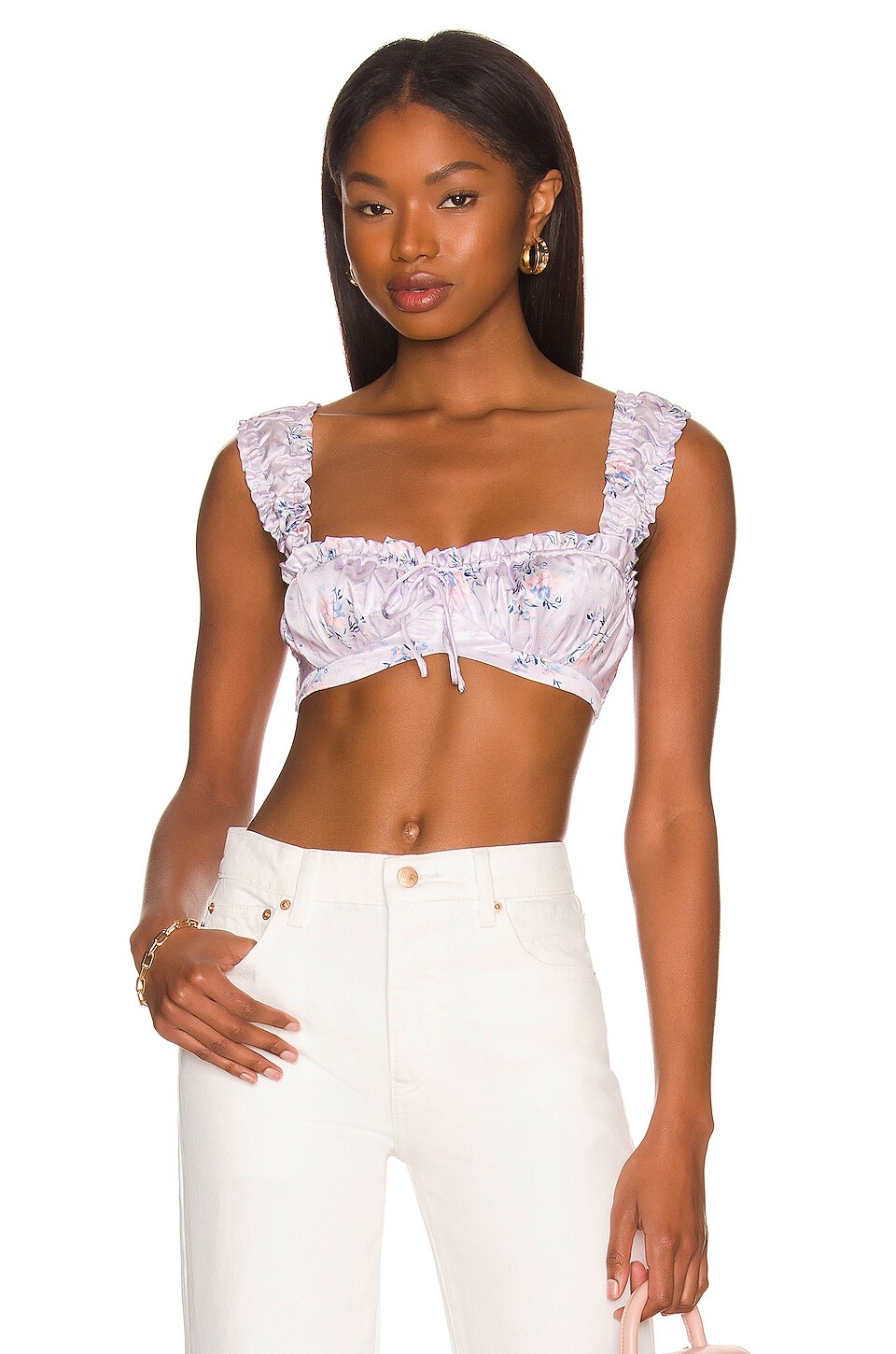 

Топ MORE TO COME Sloane Ruched Crop, лавандовый