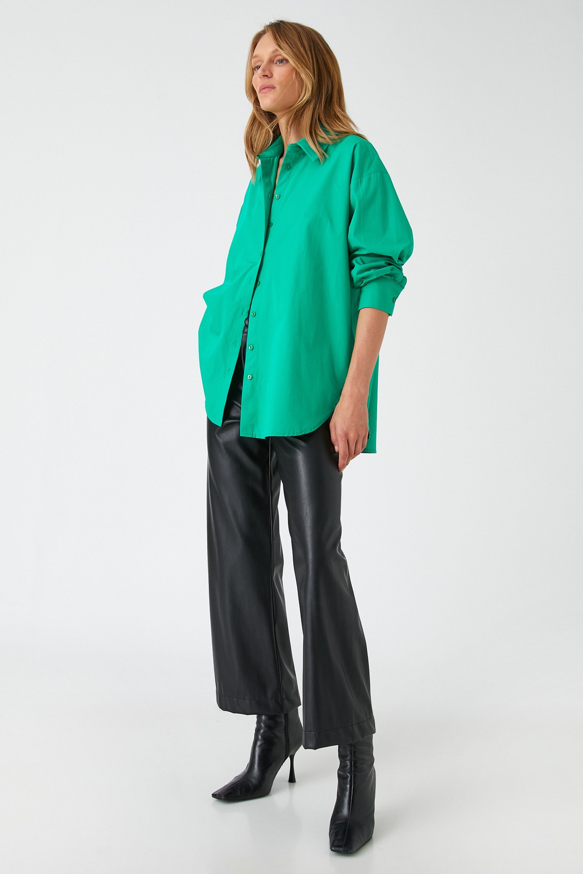 Женская зеленая рубашка Koton, зеленый женская мятная рубашка koton зеленый