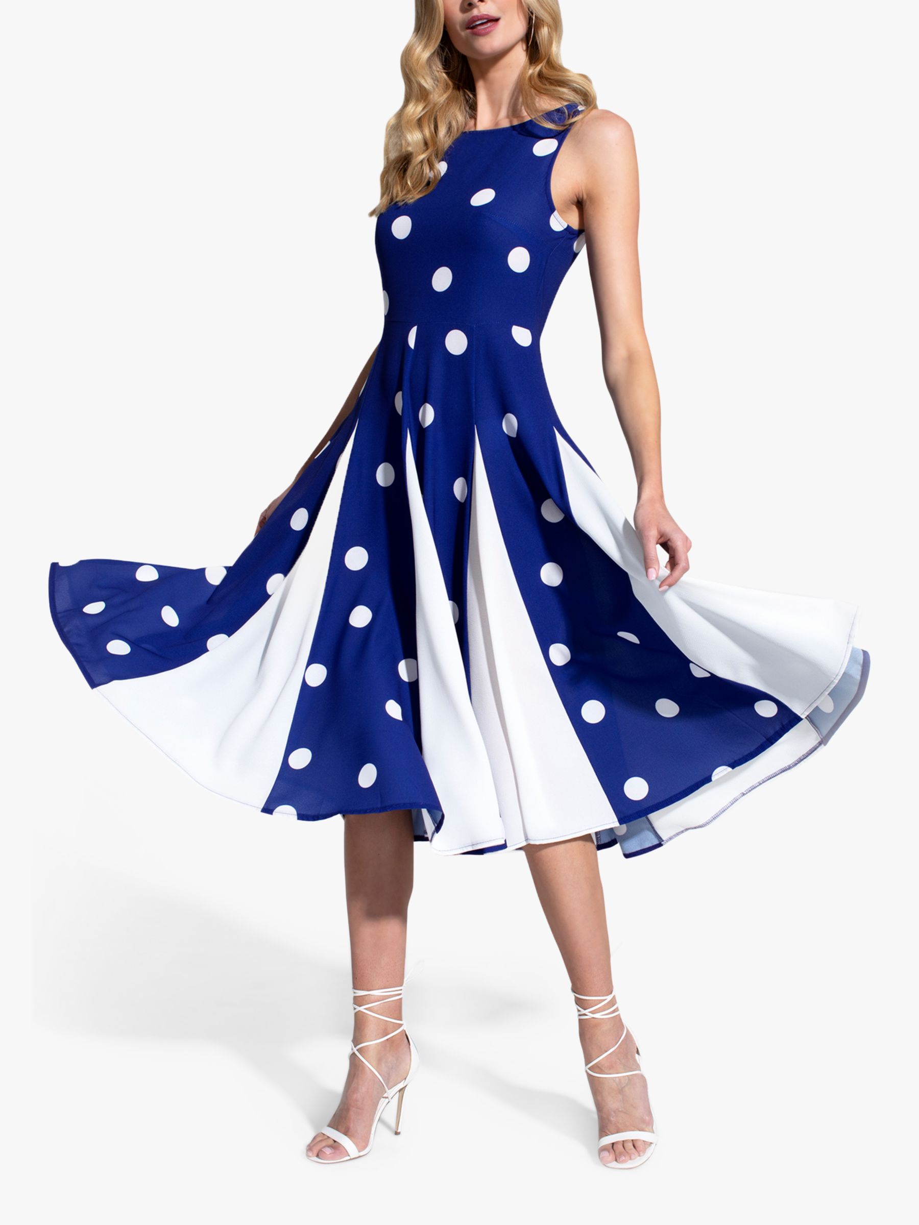Плиссированное платье миди в горошек HotSquash, темно-синее