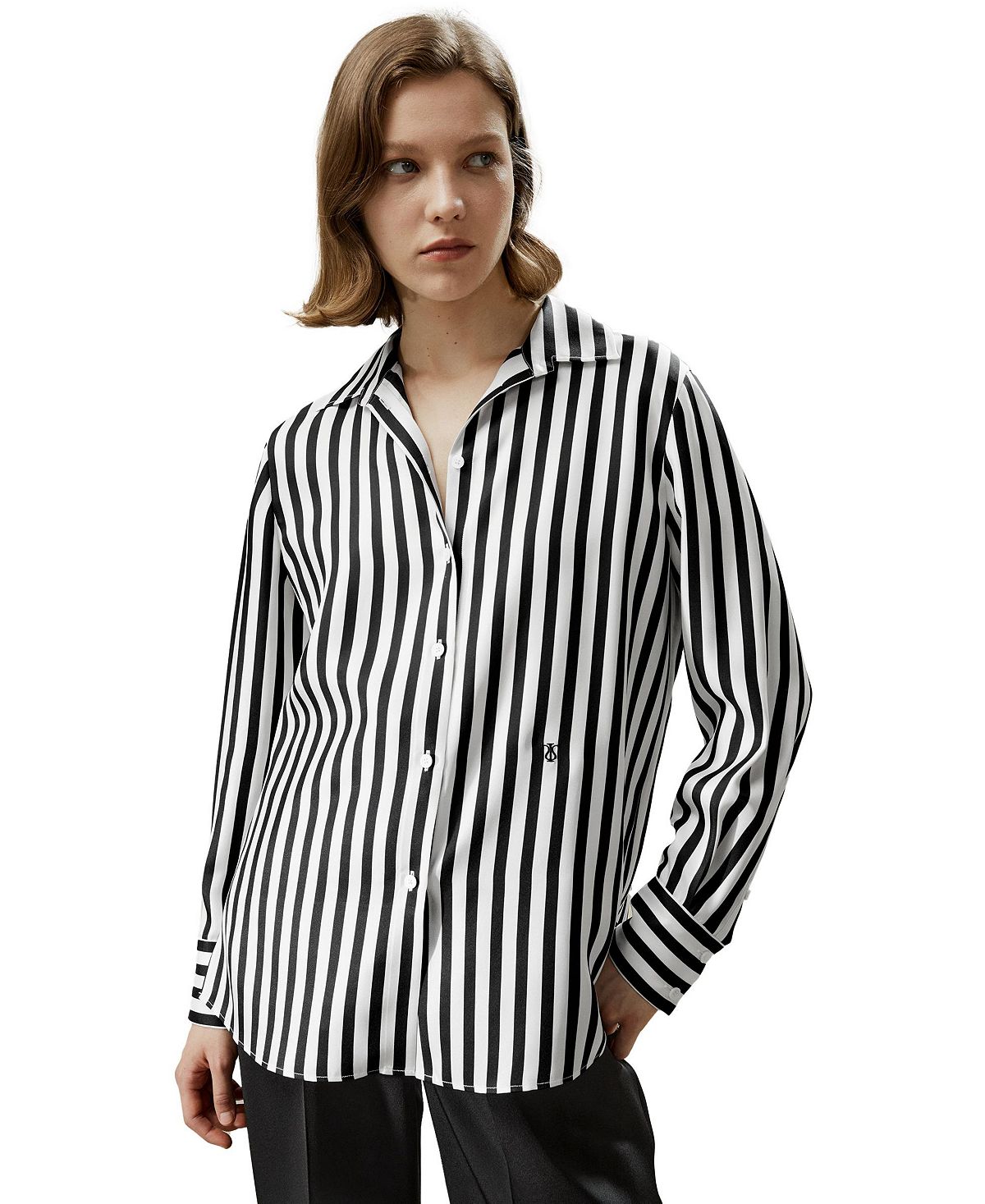 цена Женская шелковая рубашка в полоску Амальфи LILYSILK