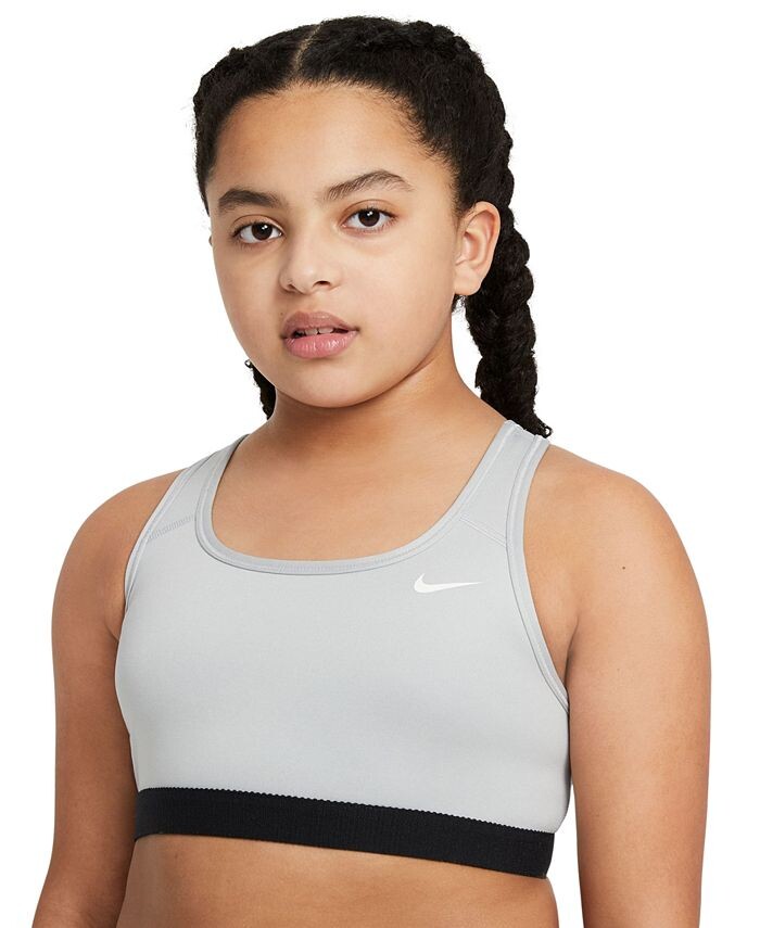 

Спортивный бюстгальтер с логотипом Swoosh для девочек Nike, серый