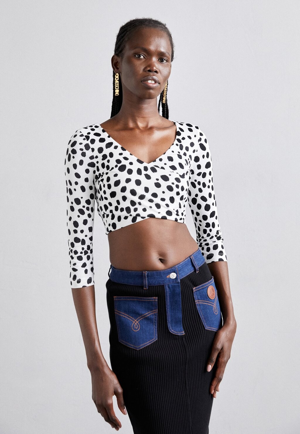 

Топ с длинными рукавами UPPER GARMENT MOSCHINO JEANS, черный, Серый
