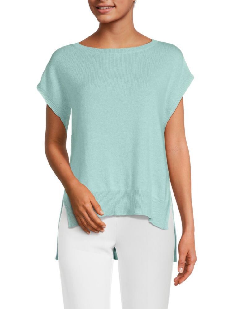 

Кашемировый вязаный топ с высоким низким вырезом 360 Cashmere, цвет Opal Blue