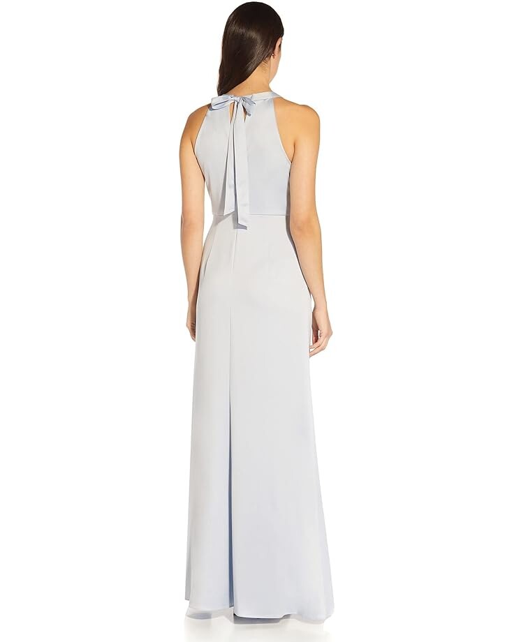 

Платье Adrianna Papell Satin Crepe Draped Front Halter Gown, цвет Opal