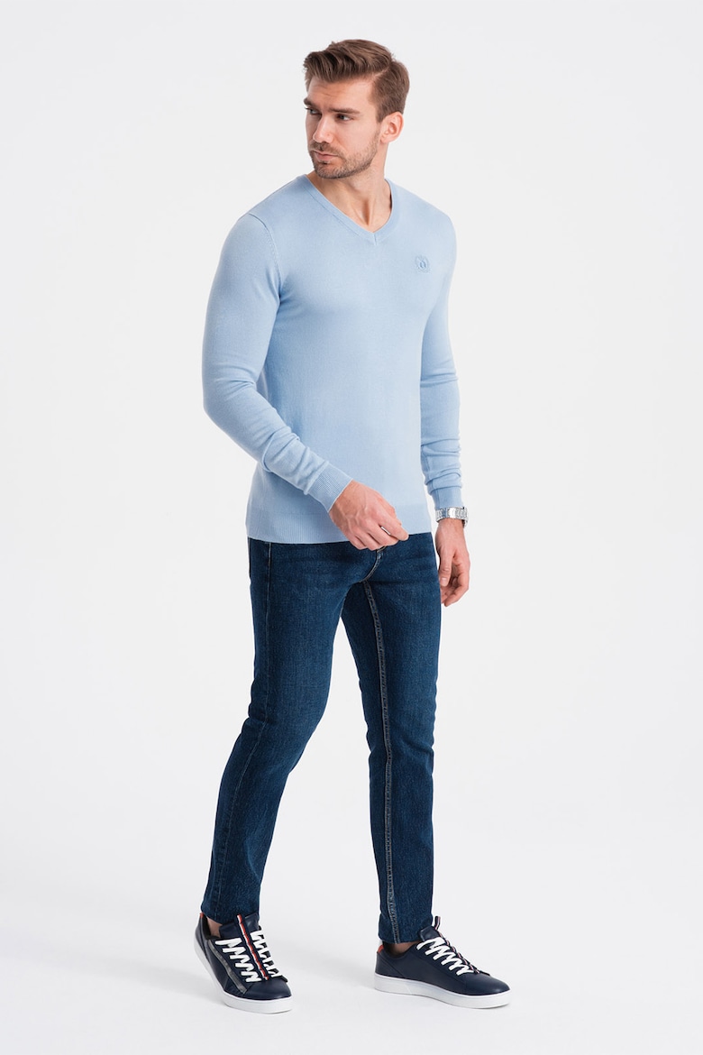 Облегающий свитер с заостренным воротником Ombre, синий