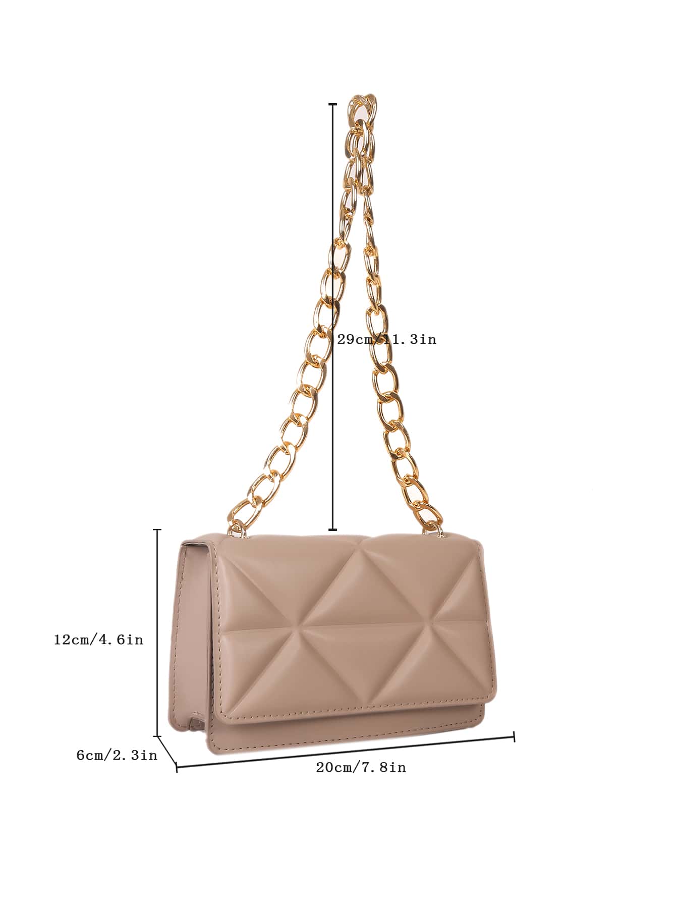 Легкая деловая повседневная мини-квадратная сумка с геометрическим тиснением и цепочкой с клапаном для девочек-подростков, хаки