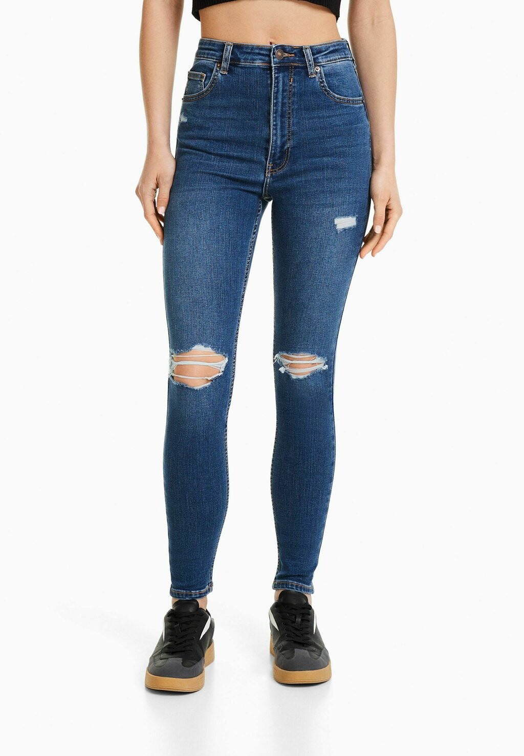 

Джинсы Skinny Fit Bershka, темно-синий