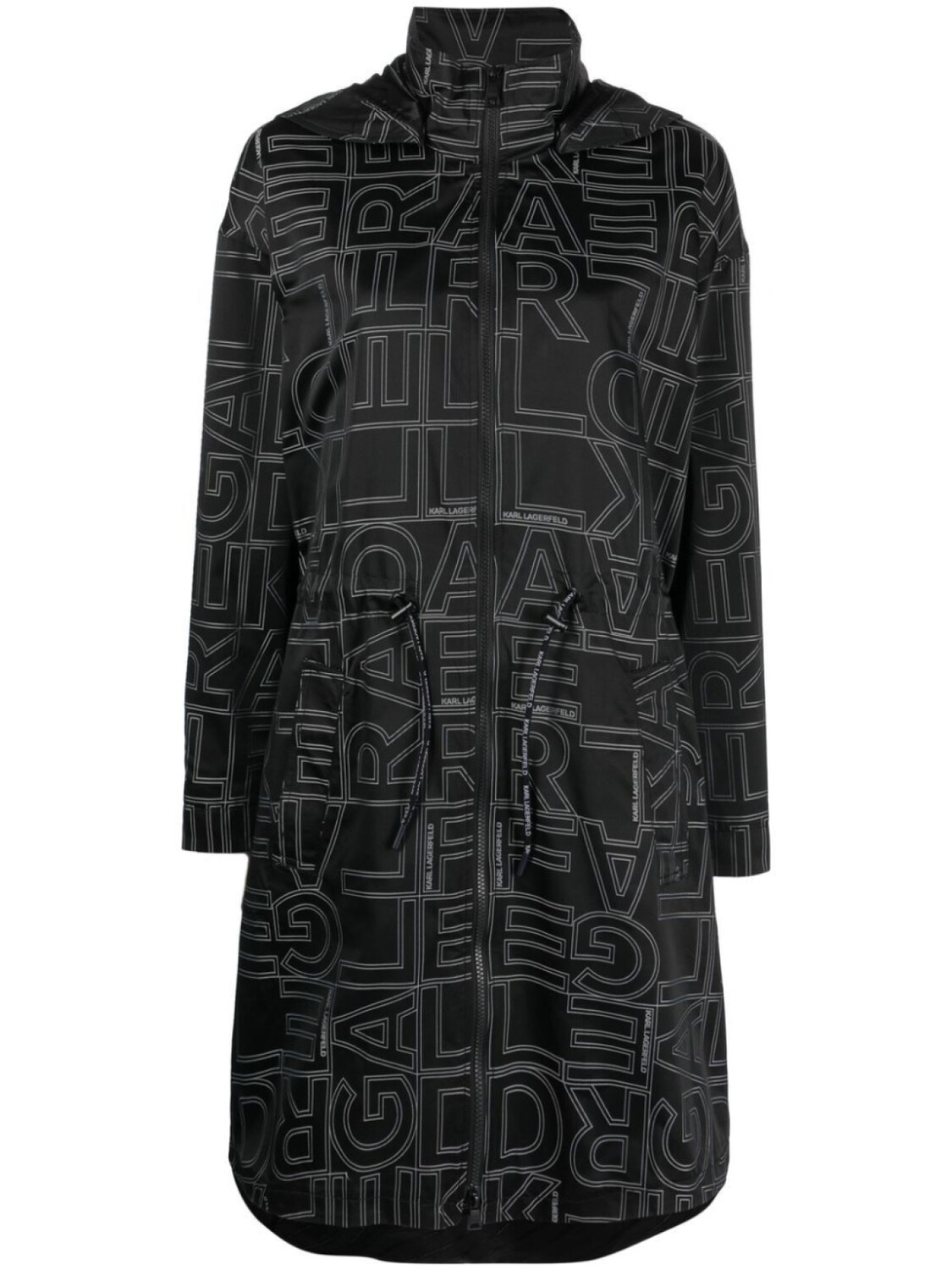 

Karl Lagerfeld logo jacquard hooded parka, черный