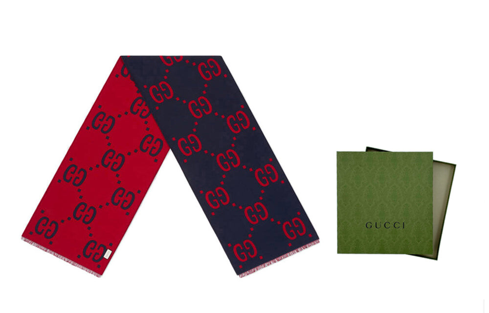 

Шарф GUCCI GG шерстяной, синий/красный