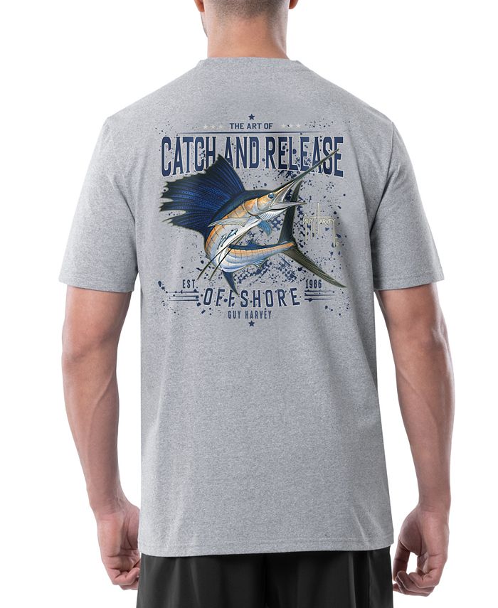 Мужская футболка с графическим логотипом Catch And Release Offshore из трикотажной ткани Guy Harvey, серый мужская толстовка с капюшоном scribble marlin cationic performance guy harvey синий