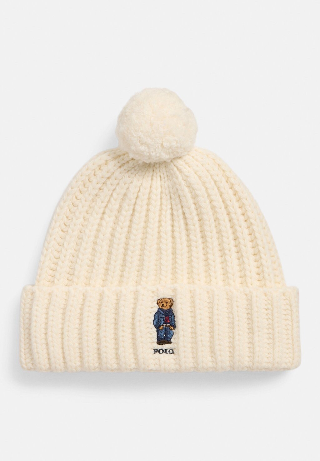 

Шапка POLO BEAR RIB POM POM BEANIE HAT Polo Ralph Lauren, кремовый