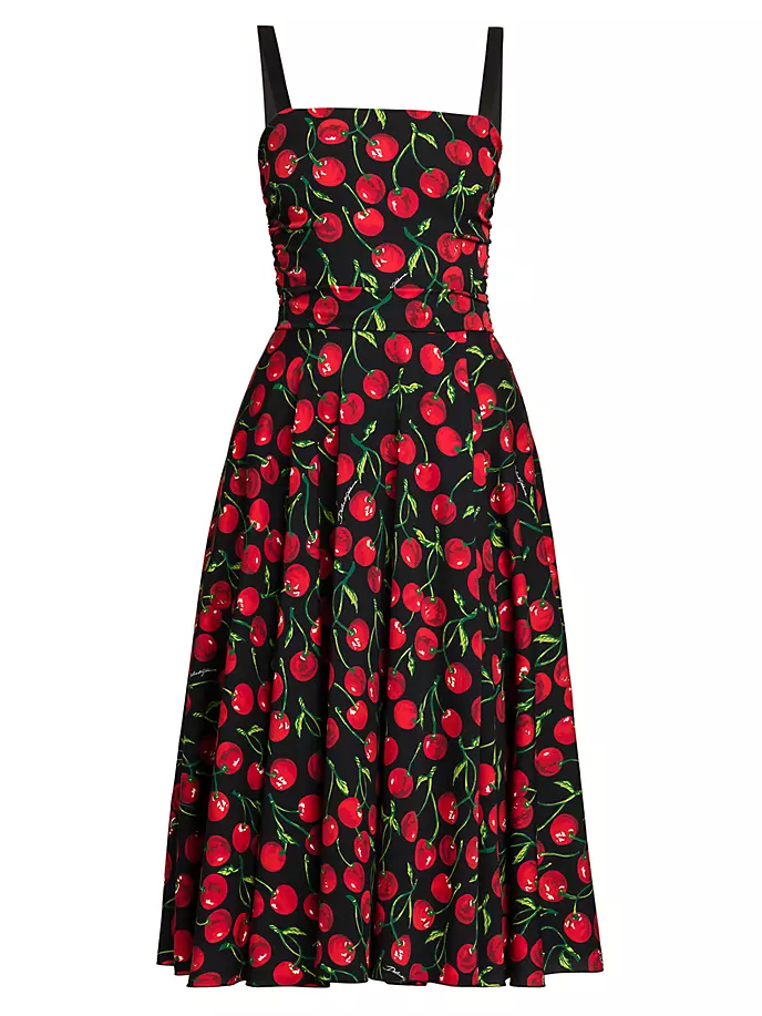 

Платье миди Charmeuse с вишневым принтом Dolce&Gabbana, цвет ciliegie fdo nero
